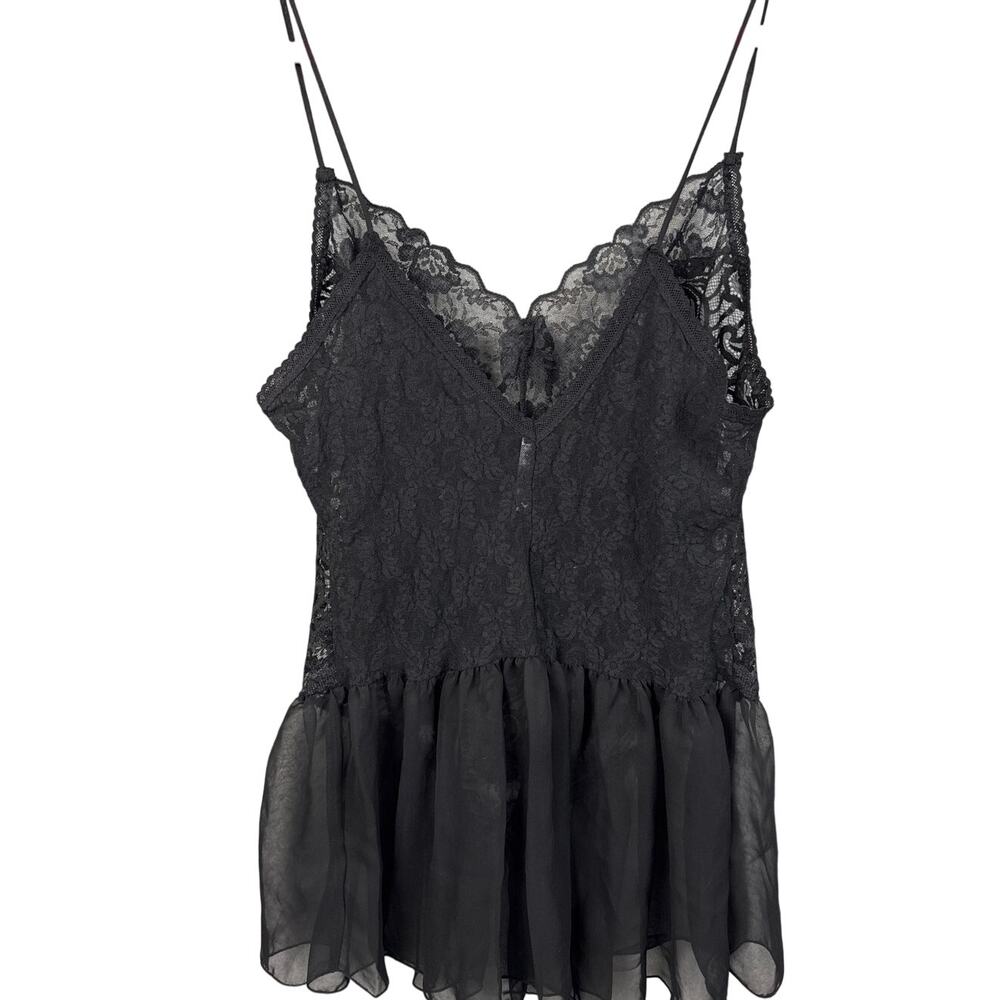 Y2K Vintage  Lace Camisole Sheer Spaghetti Strap Whimsygoth Coquette Val Mode - Picture 3 of 7